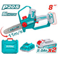 Акумулаторен безчетков верижен трион TOTAL INDUSTRIAL, 20 V, 20 см, 2 x 2 Ah