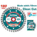Диамантен диск за сухо рязане TOTAL TURBO, универсален, Ø 180 x 22 x 10 мм