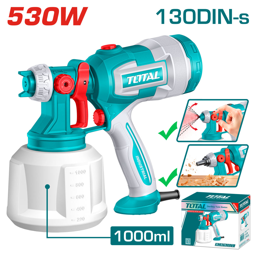 Електрически пистолет за боядисване TOTAL INDUSTRIAL, 530 W, 0.41 L/min