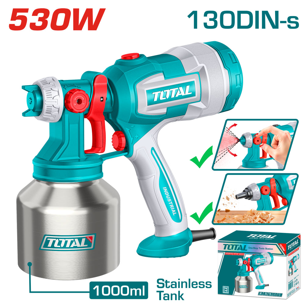 Електрически пистолет за боядисване TOTAL INDUSTRIAL, 530 W, 0.41 L/min