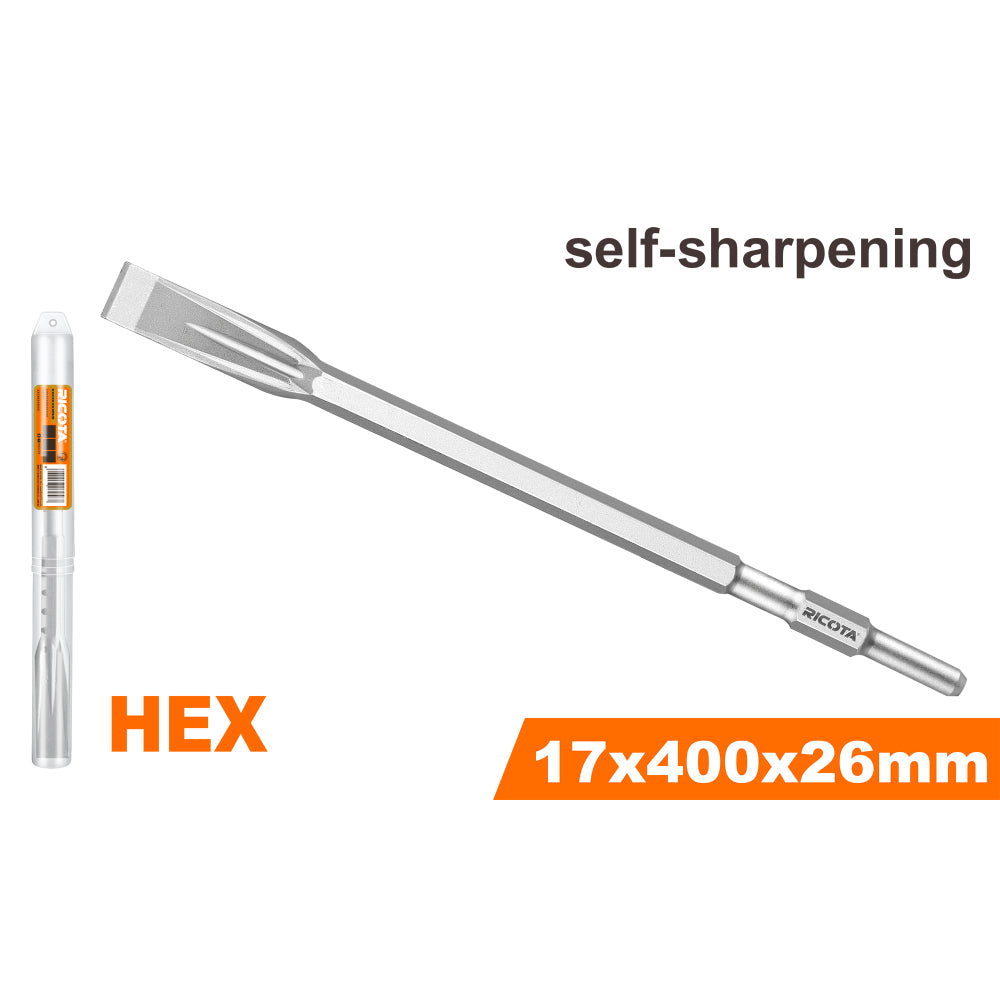 Длето плоско RICOTA, SDS-HEX, Ф 17 x 400 x 26 мм