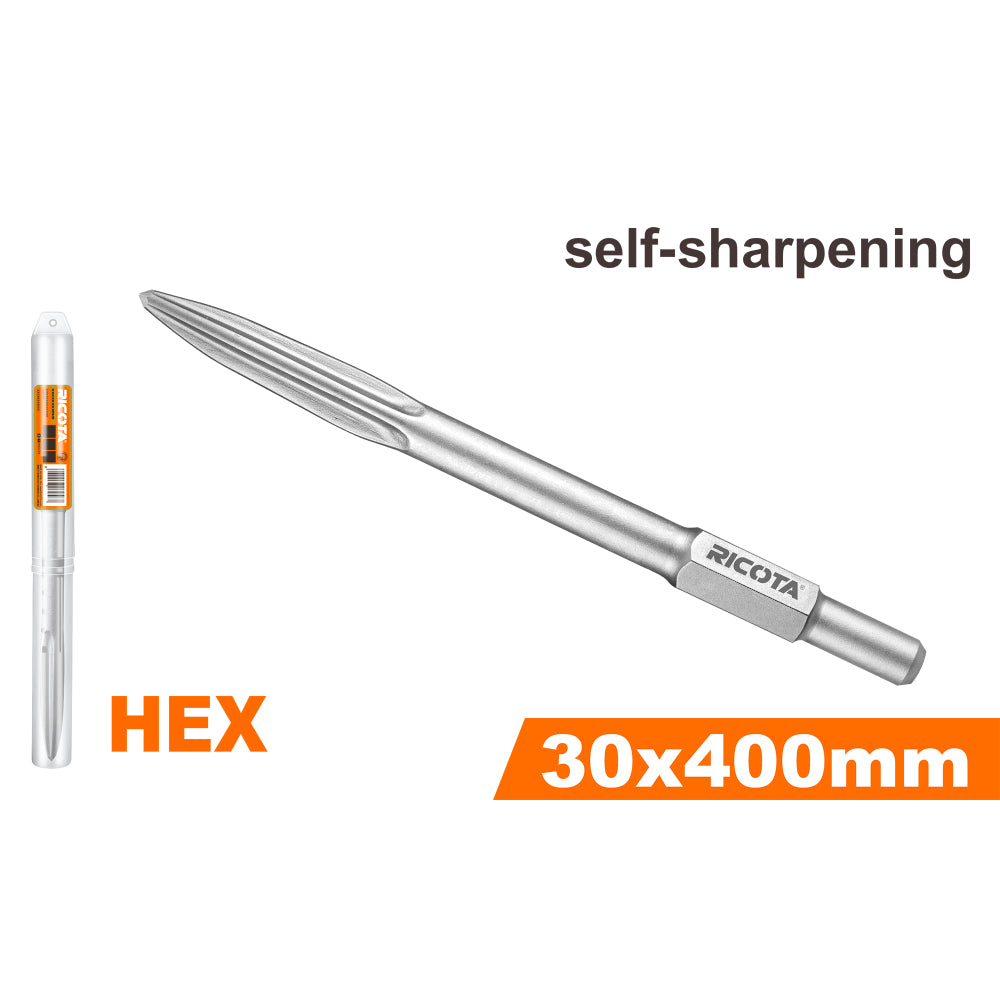 Длето заострено RICOTA, SDS-HEX, Ф 30 x 400 мм