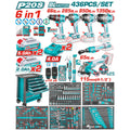 Количка с акумулаторни и ръчни инструменти TOTAL INDUSTRIAL, 436 части