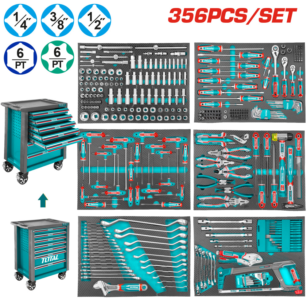 Количка с инструменти TOTAL INDUSTRIAL, 356 части