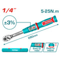 Ключ динамометричен TOTAL INDUSTRIAL, 1/4", 5 - 25 Nm