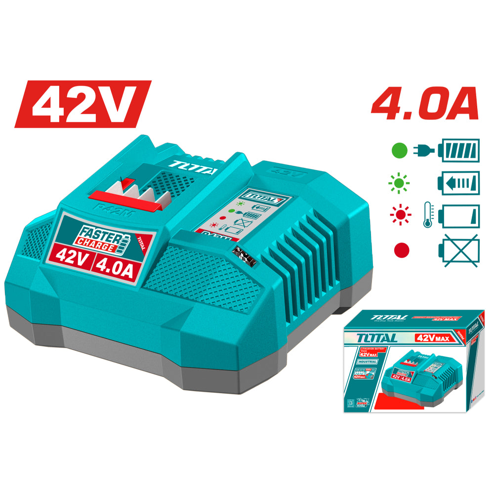 Зарядно устройство за Li-Ion батерии TOTAL INDUSTRIAL, 42 V, 4 A