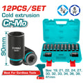 Комплект удължени шестостенни ударни вложки TOTAL, CrMo, 3/4", 12 части