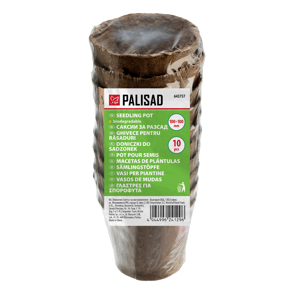 Саксия за разсад, биоразградима, 100х100 мм, 10 бр. Palisad