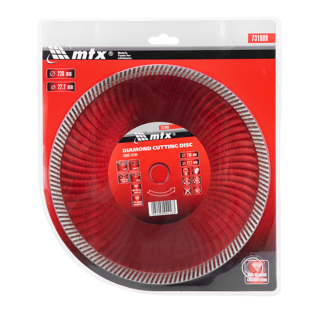Диск диамантен за сухо рязане Turbo Extra, 230 х 22,2 мм MTX