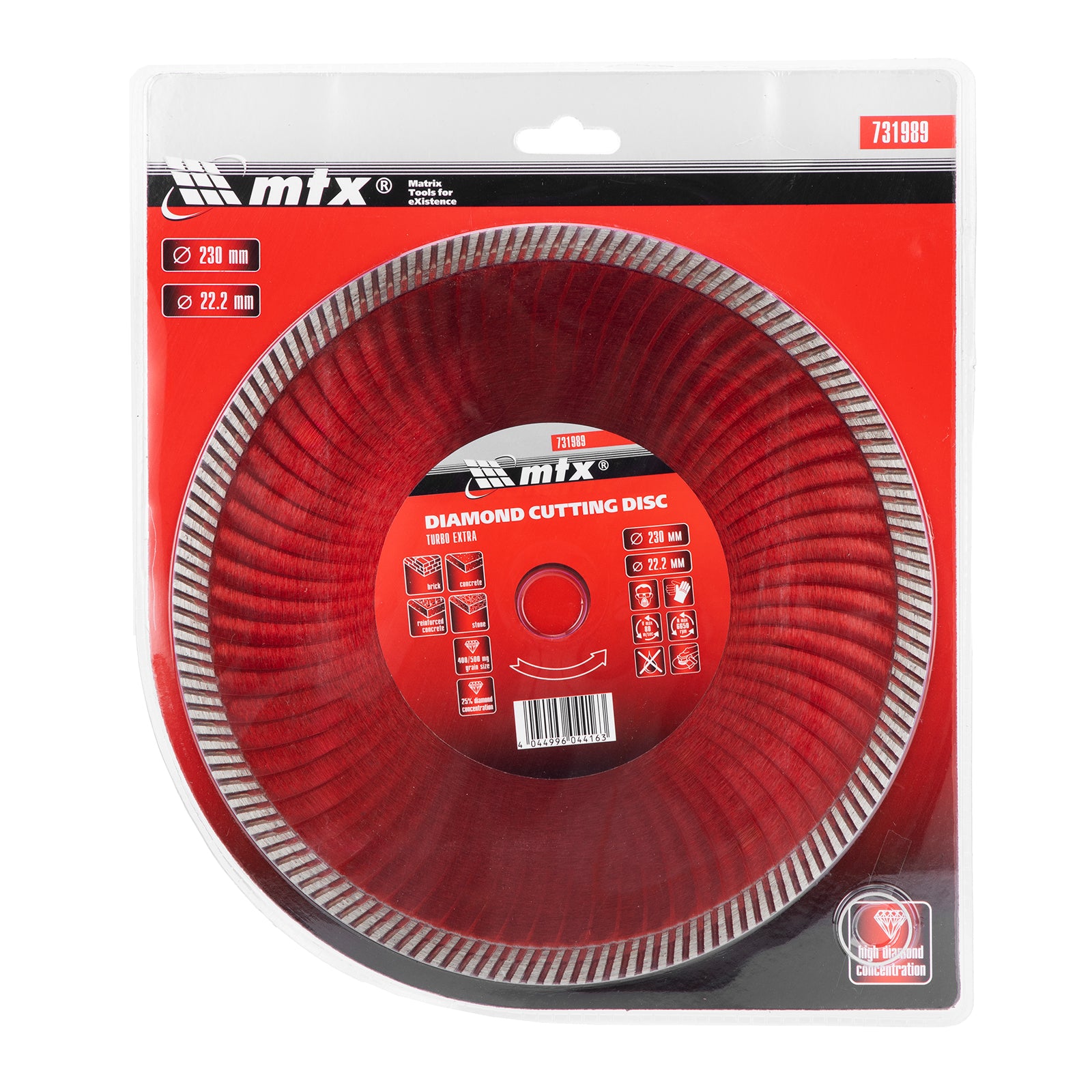 Диск диамантен за сухо рязане Turbo Extra, 230 х 22,2 мм MTX