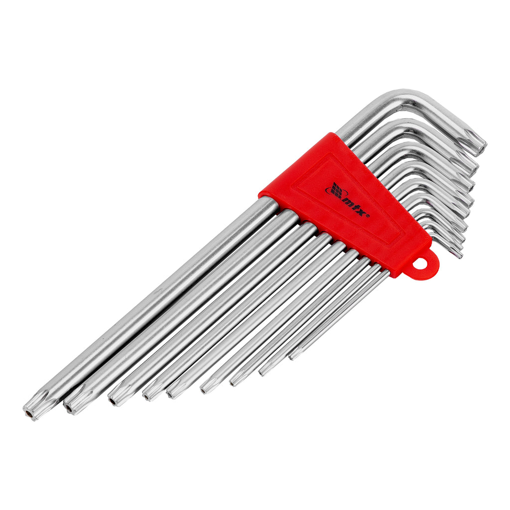 К-т ключове имбусни TORX, 9 бр.: T10-T50, CrV, удължени, матирани MTX
