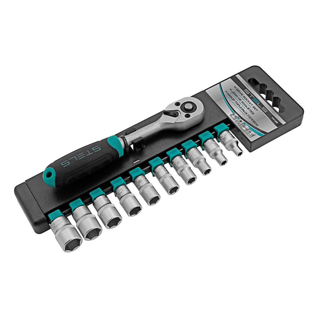 К-т вложки,  1/4", 4 - 13 мм, с тресчотка, CrV, 11 части  STELS