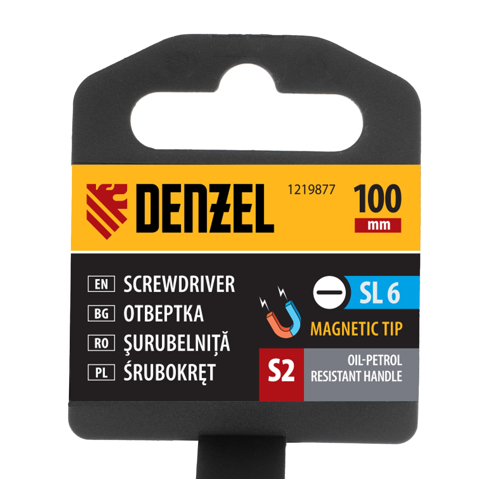 Отвертка SL6х100, S2, трикомпонентна дръжка DENZEL