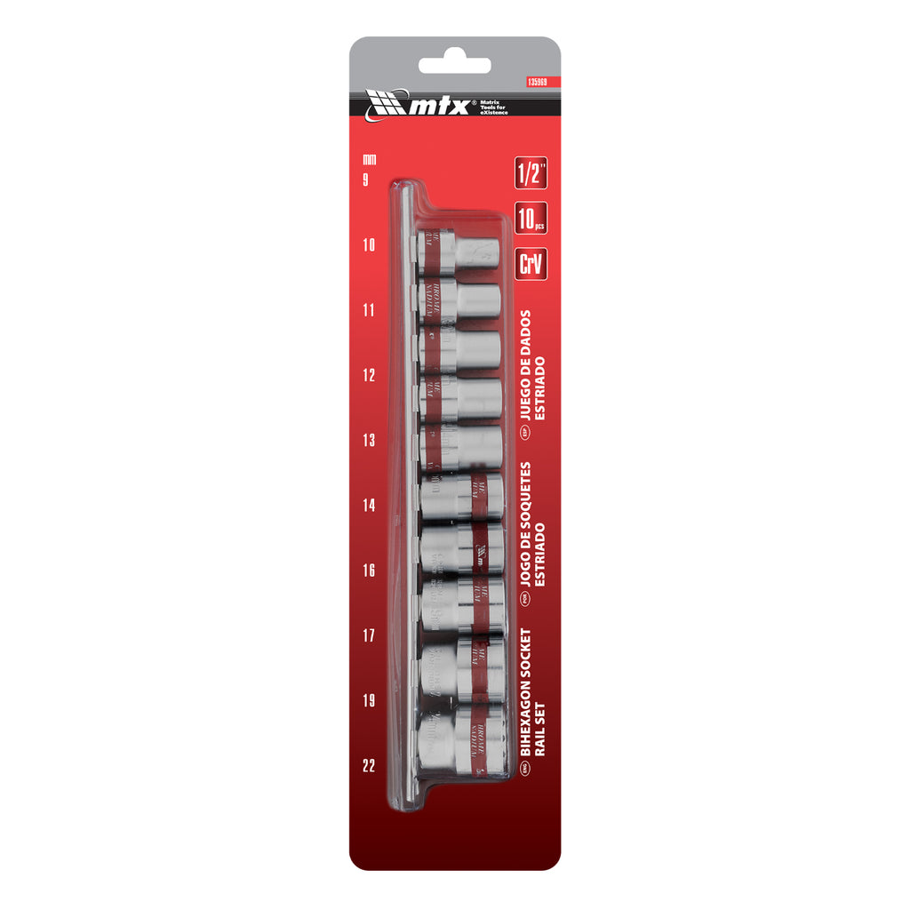 К-т вложки, 1/2", 12-стенни, CrV, 10 бр., 10-24 мм MTX
