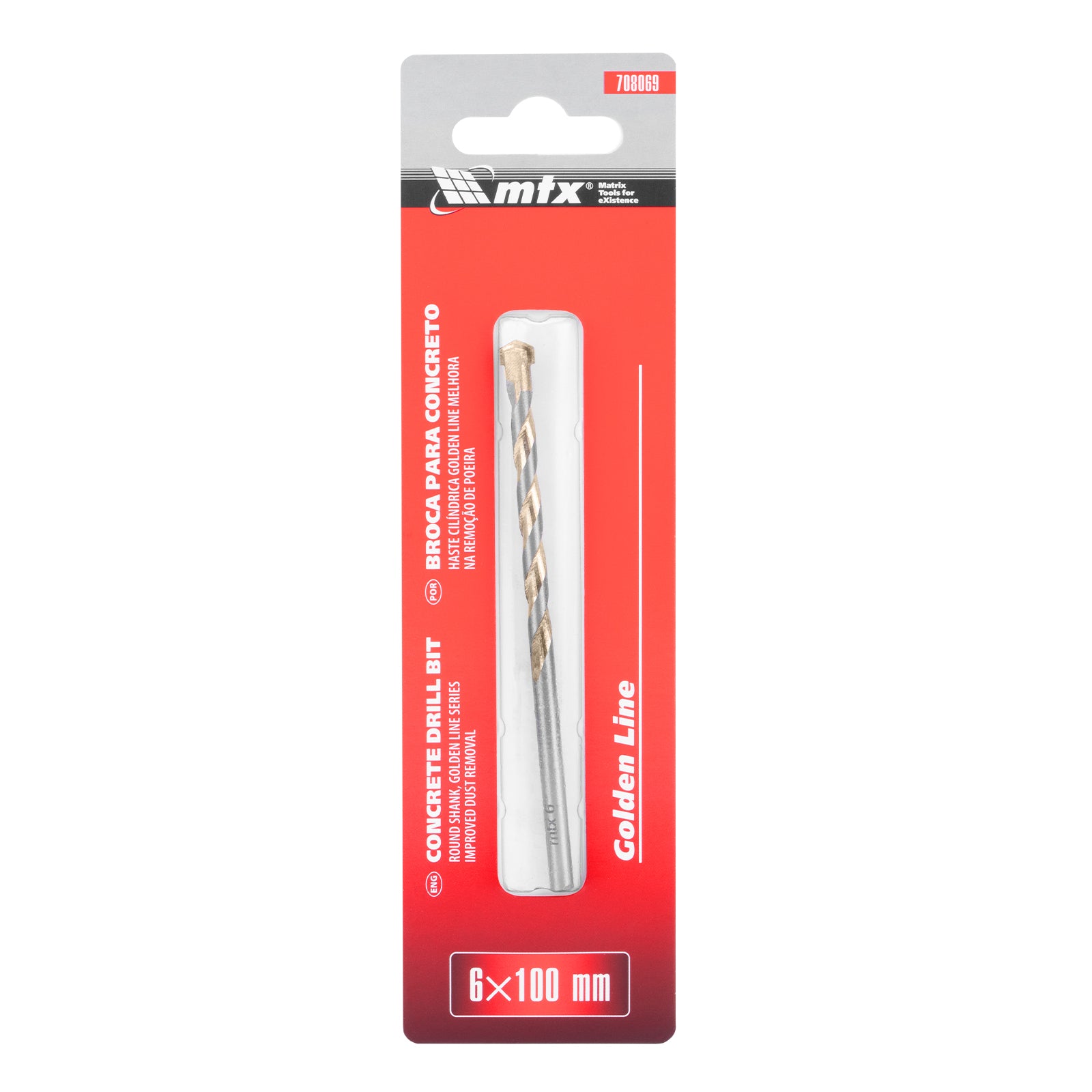 Свредло за бетон Golden Line, 6 х 100 мм, цилиндрична опашка MTX