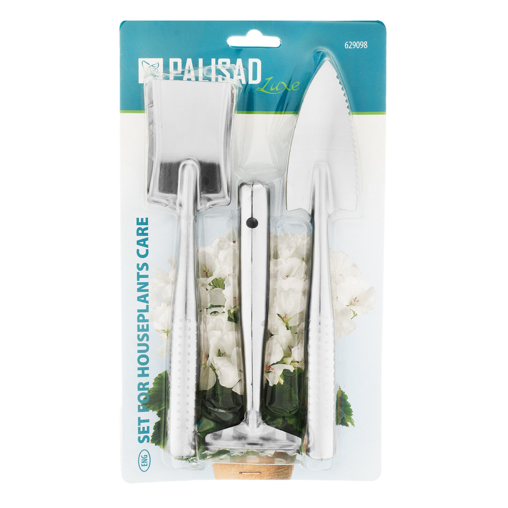 Комплект за грижа за стайни растения, метални, 3 части, LUXE // Palisad