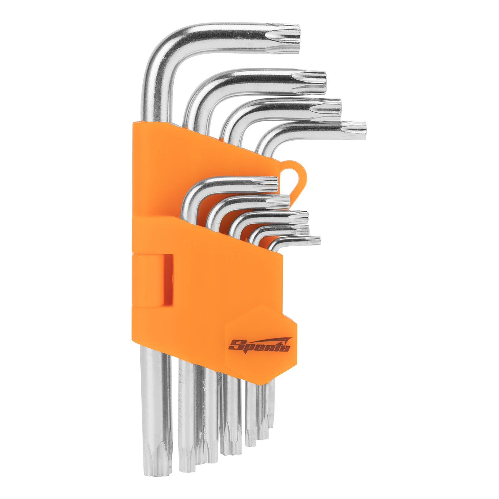 К-т ключове имбусни Tamper-Torx, 9 бр., TT10-TT50, 45x, закален, къси, никелирани SPARTA