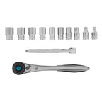 Вложки комплект, 12 бр., 1/4", CrV, с тресчотка 120 зъба GROSS