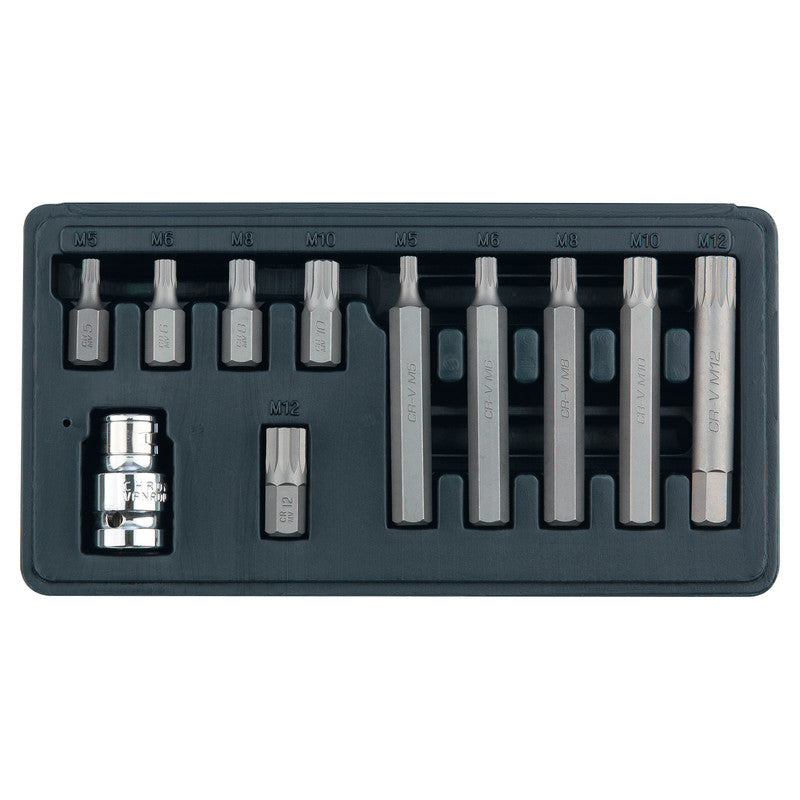 К-т битове SPLINE, шестостенна опашка 1 1/2'', CrV,10 мм, 11 бр. Stels