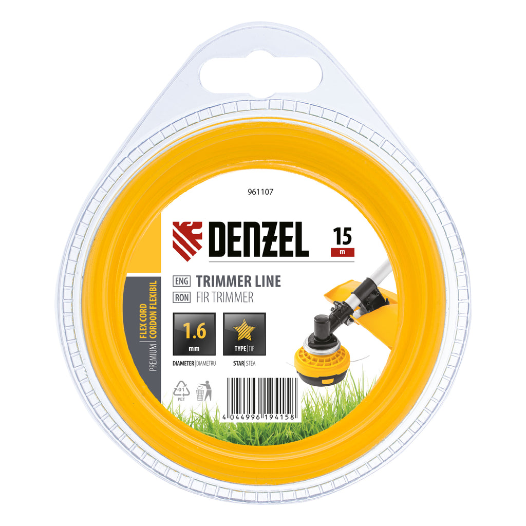 Корда за тример, звезда, 1,6 мм х 15 м, FLEX CORD DENZEL
