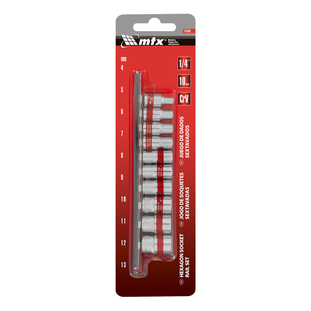 К-т вложки, 1/4", 6-стенни, 10 бр., 4-13 мм MTX