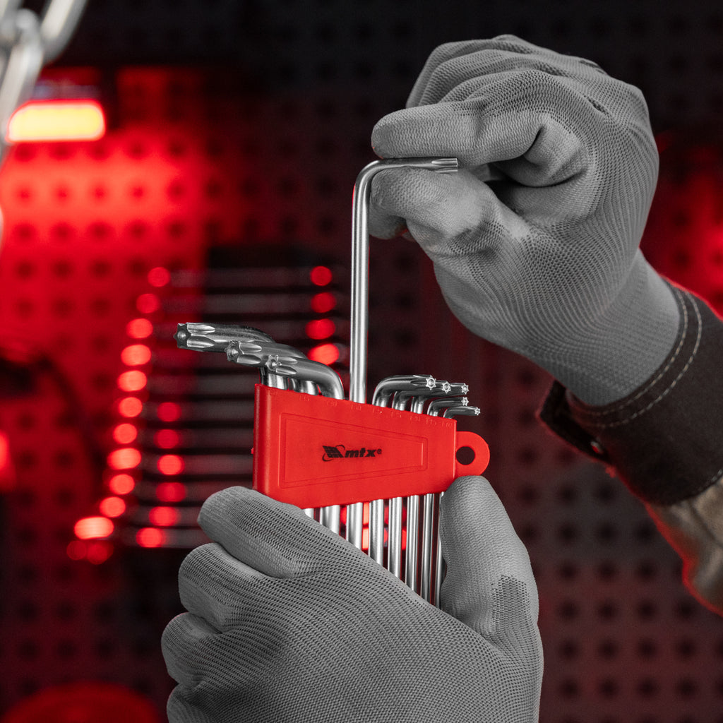К-т ключове имбусни TORX, 9 бр.: T10-T50, CrV, удължени, матирани MTX
