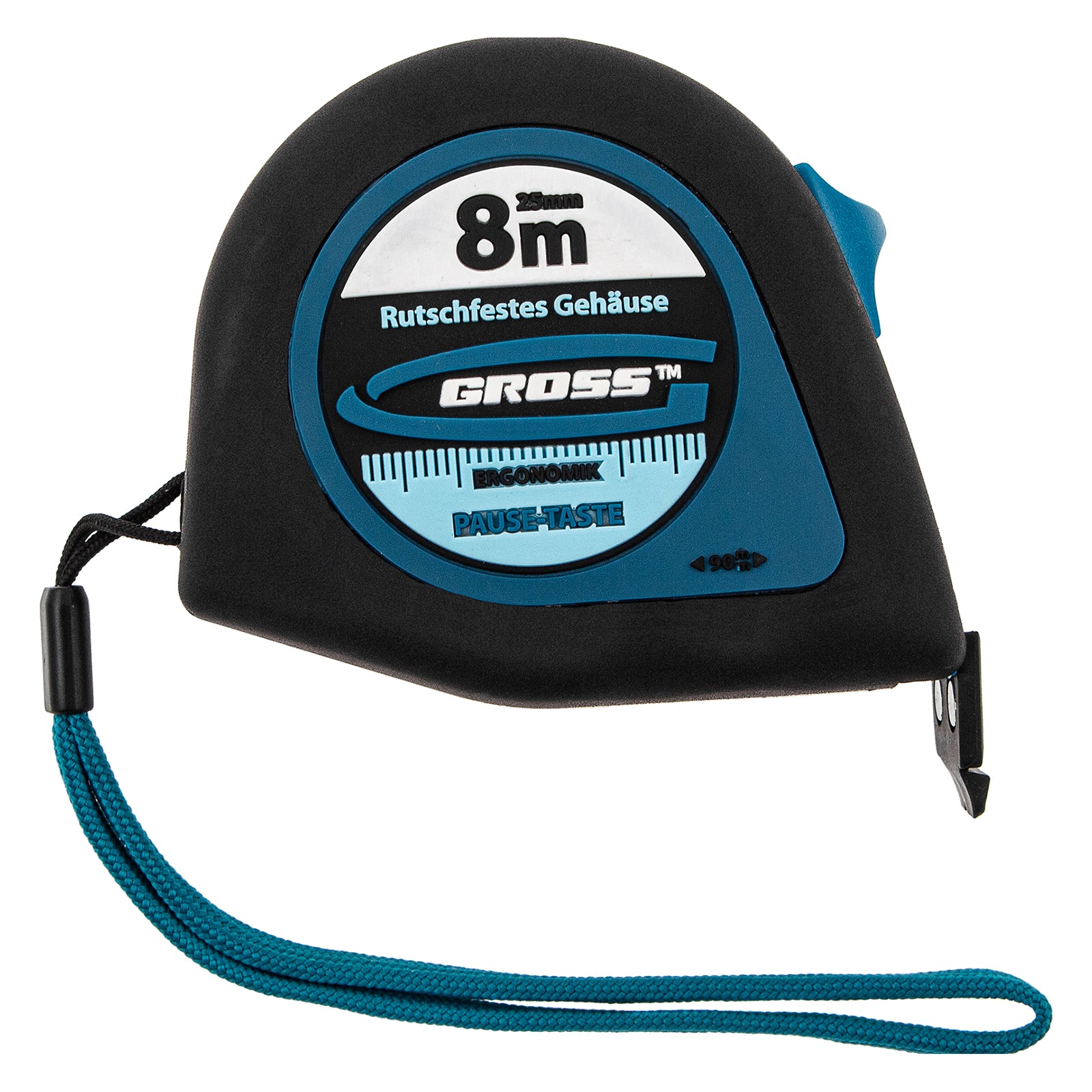 Ролетка Ergonomisch,  8 м х 25 мм, магнитен гумиран накрайник GROSS
