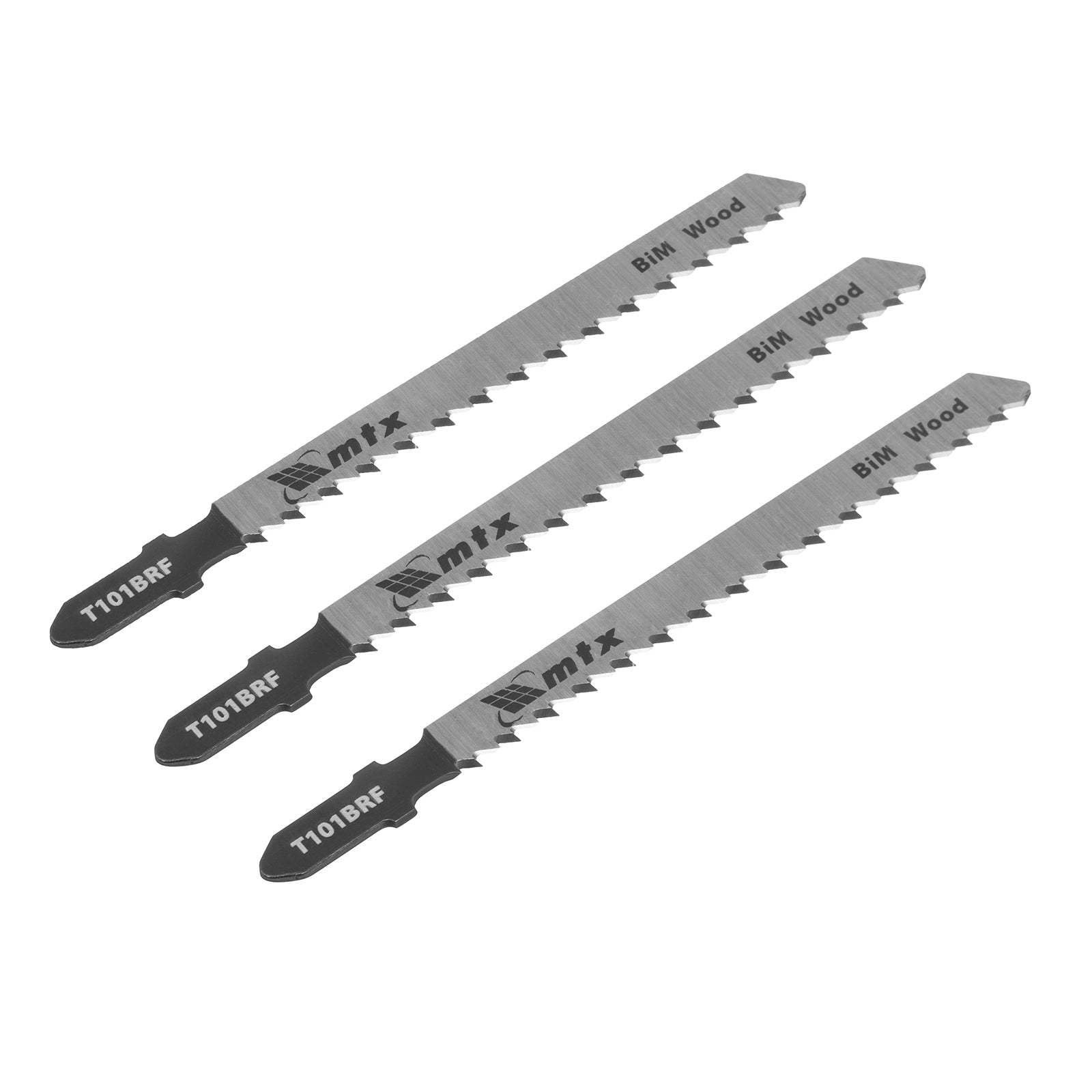 Ножове за прободен трион за дърво, 3 бр., T101BRF, 75 х 2,5 мм, обр.зъби, Bimetal MTX