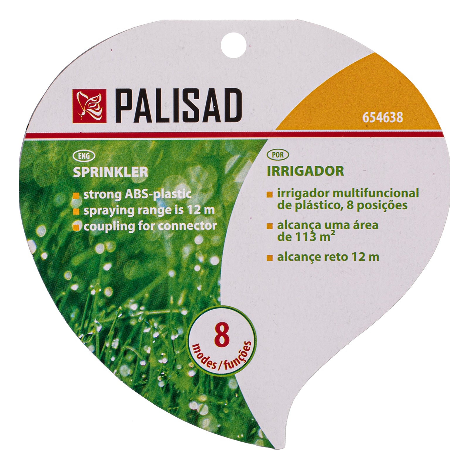 Разпръсквач дъждовален, 8 функции, с основа, пластмасов Palisad