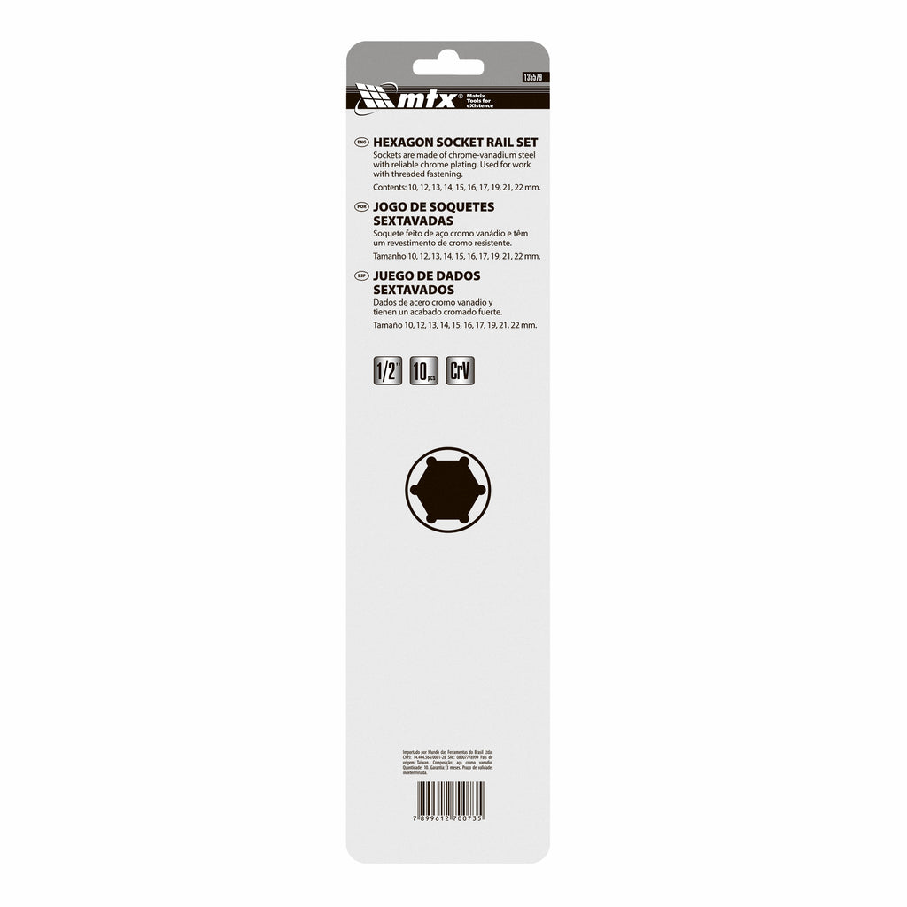 К-т вложки, 1/2", 6-стенни, 10 бр., 10-22 мм MTX