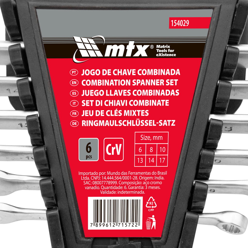 К-т ключове звездогаечни, 6-17 мм, 6 бр., CrV, матирани MTX