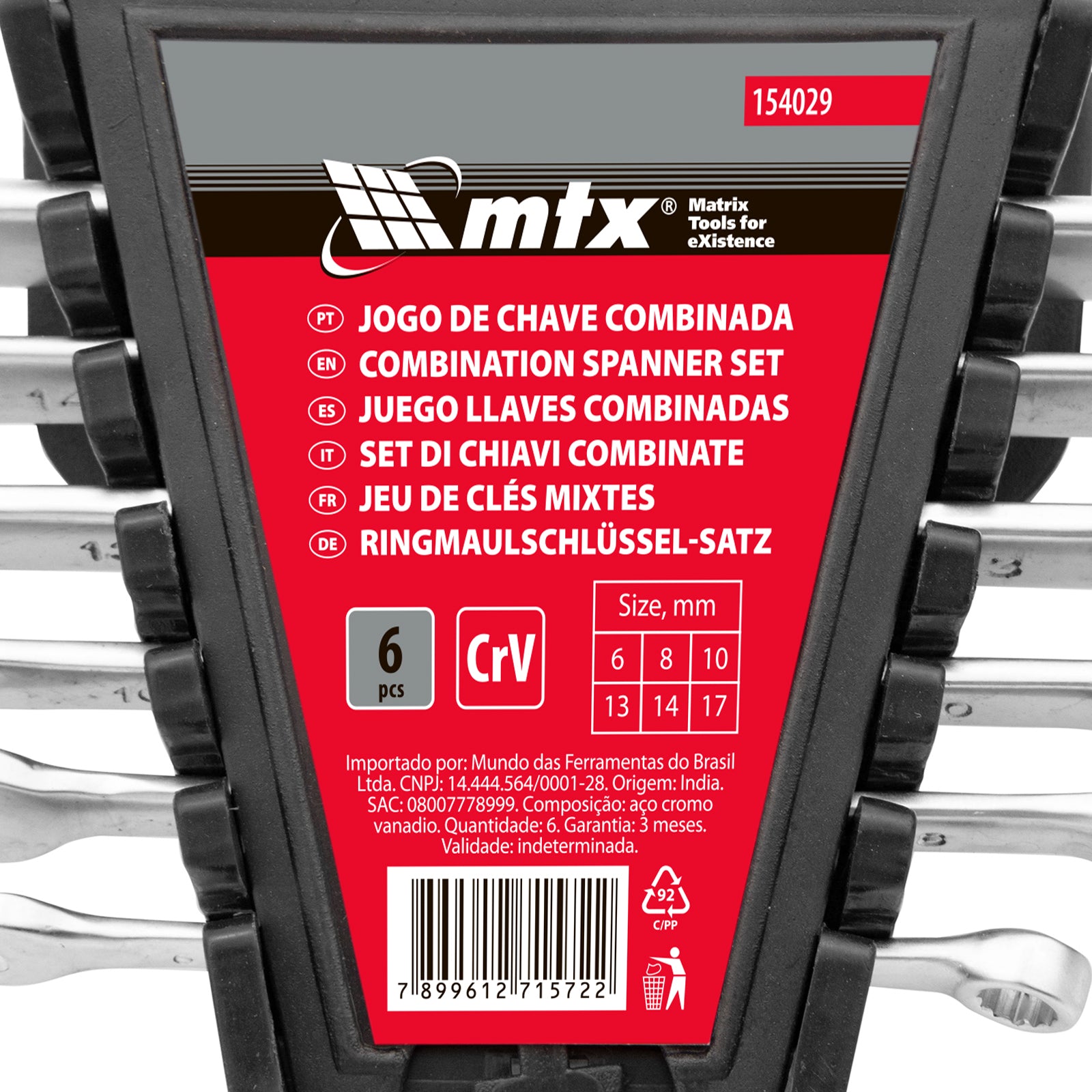 К-т ключове звездогаечни, 6-17 мм, 6 бр., CrV, матирани MTX