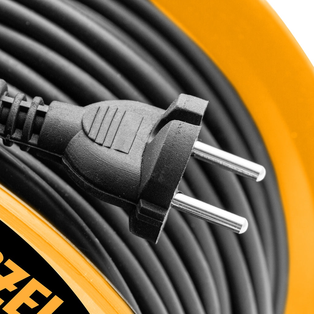 Удължител захранващ на кабелна макара 30m, 4 гнезда, IP20, H05Vv-F, 3G*1.5mm, 14A// Denzel