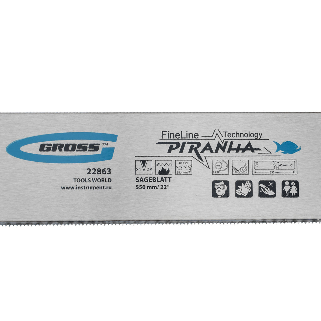 Лист за трион за профилно рязане Piranha, 550 mm, закалени 2D-зъби, 18 TPI Gross