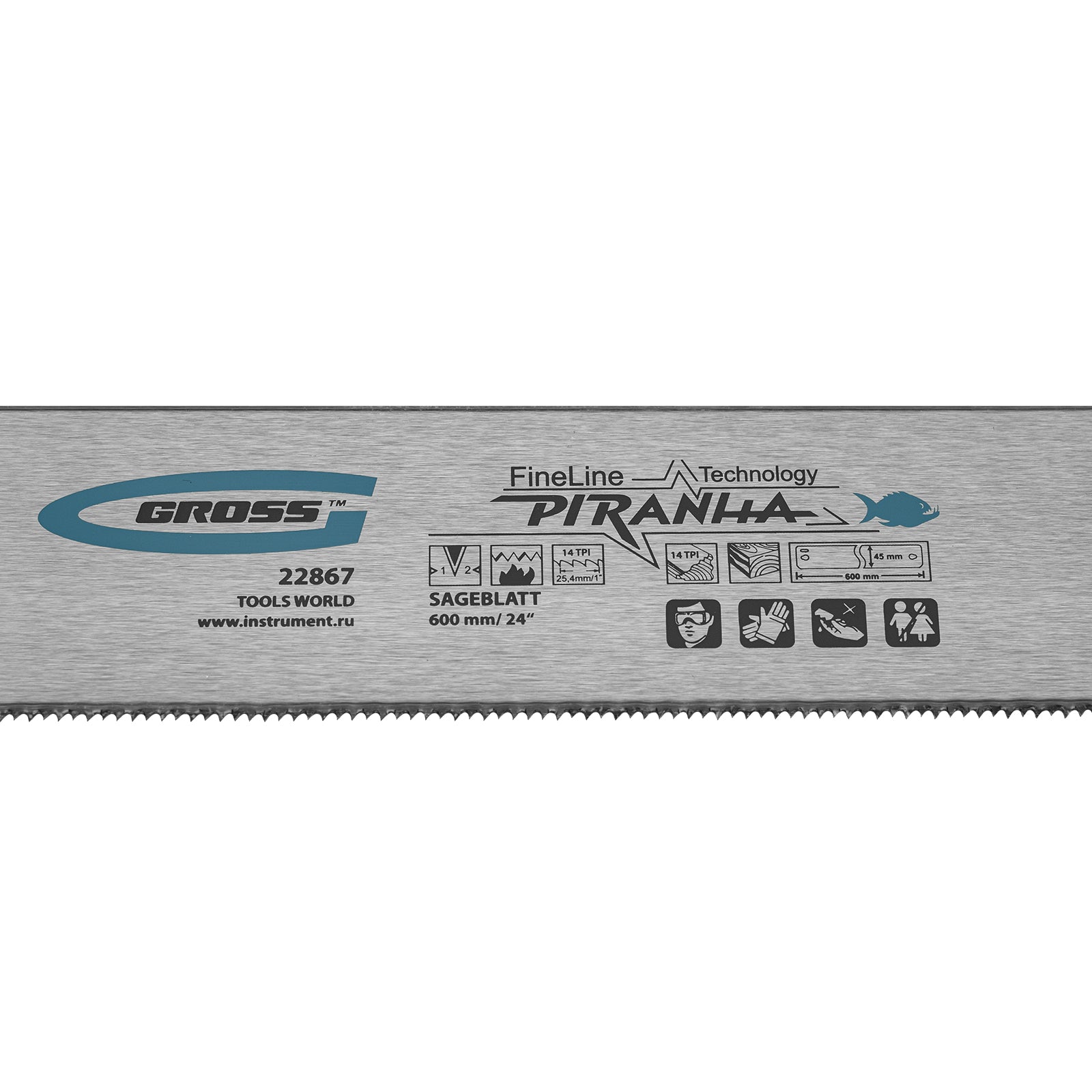 Лист за трион за профилно рязане Piranha, 600 mm, закалени 2D-зъби, 14 TPI Gross