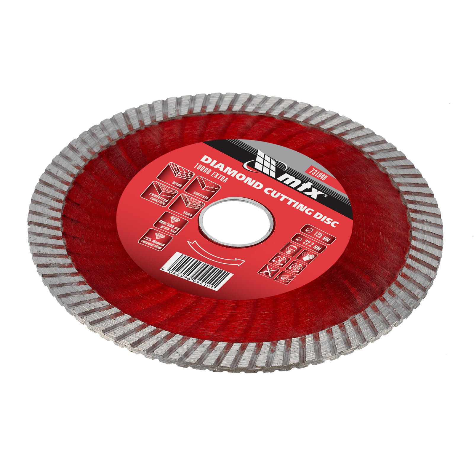 Диск диамантен за сухо рязане Turbo Extra, 125 х 22,2 мм MTX