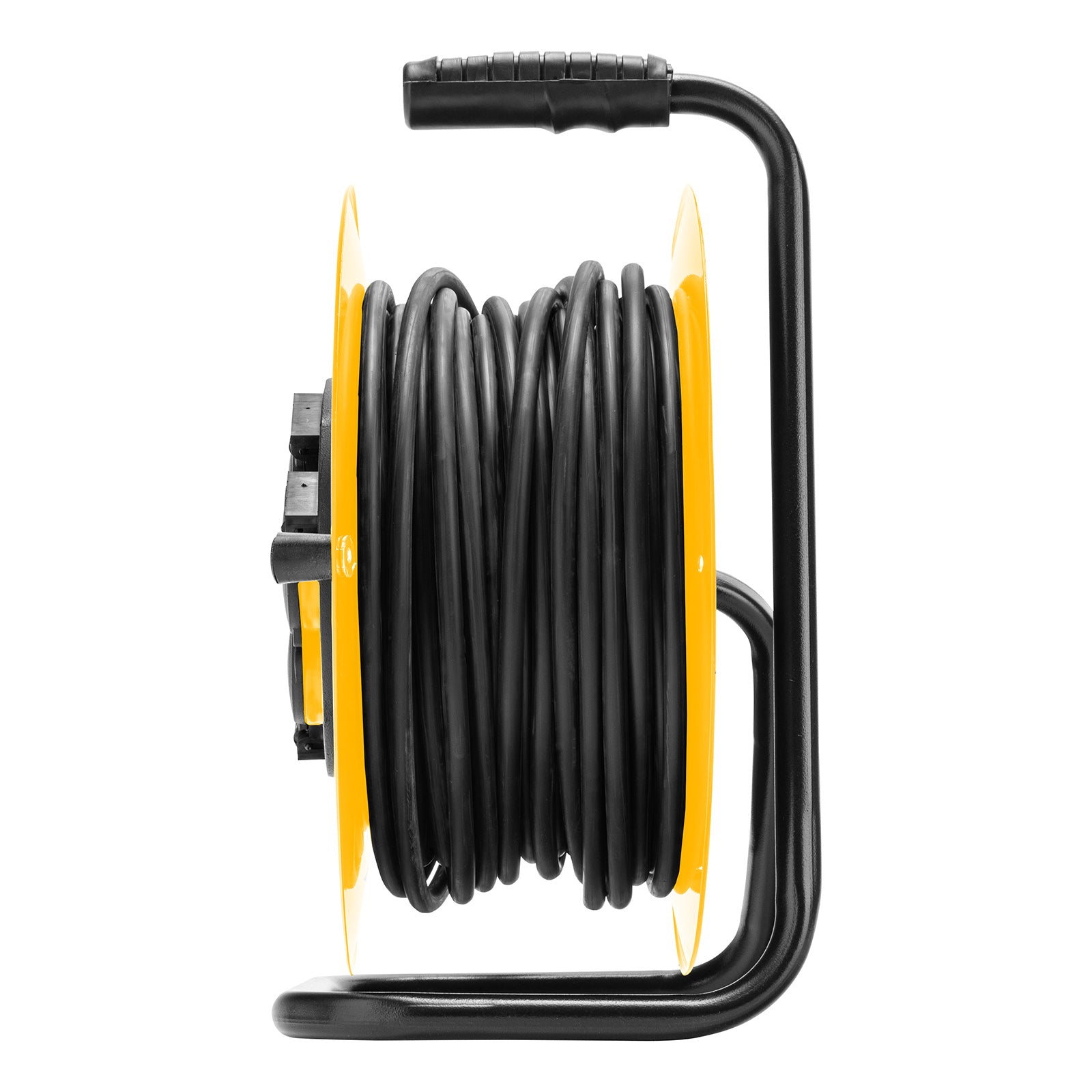 Удължител захранващ на кабелна макара 30m, 4 гнезда, IP44, H05RR-F, 3G*1.5mm, 14A // Denzel
