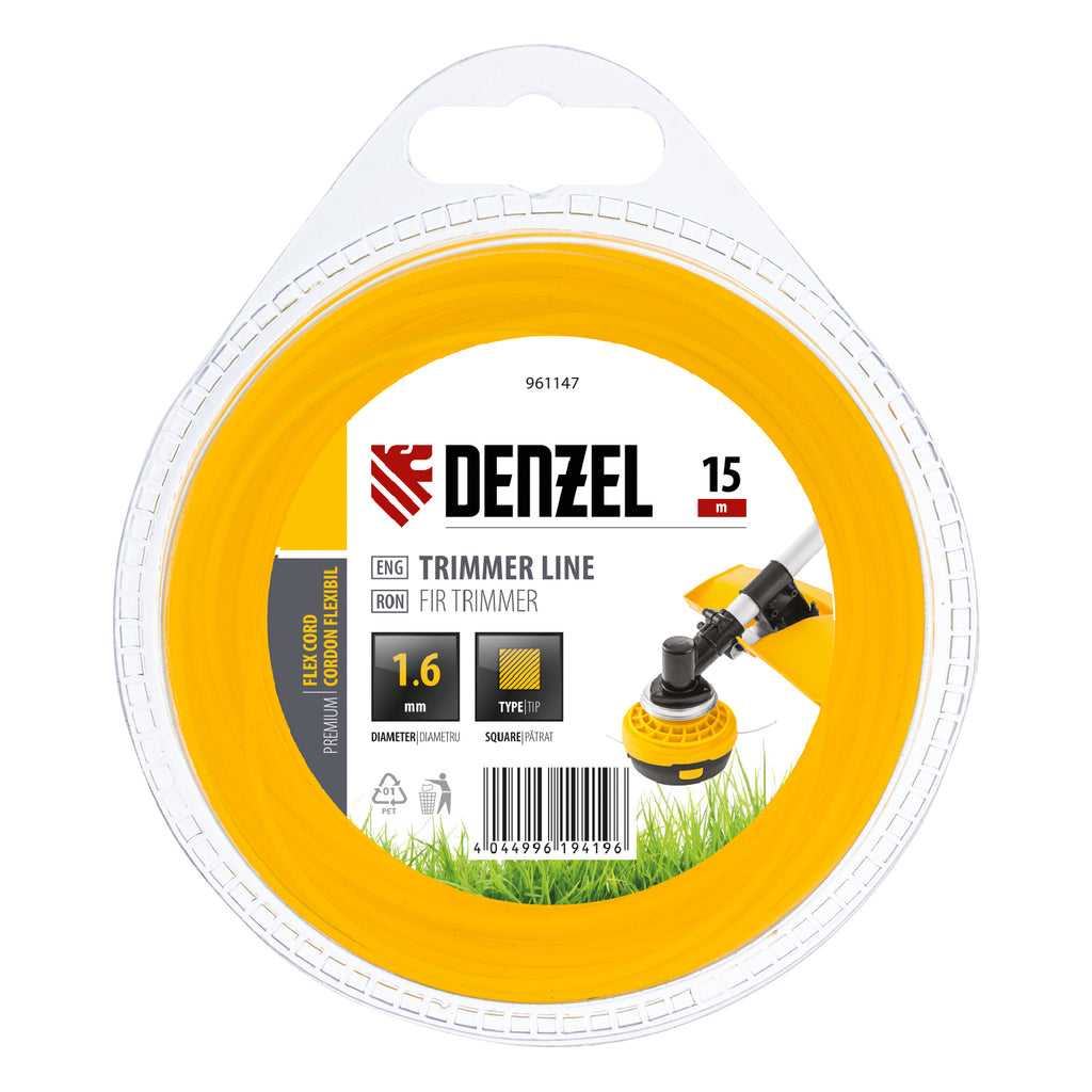 Корда за тример, квадратна, 1,6 мм х 15 м, FLEX CORD DENZEL