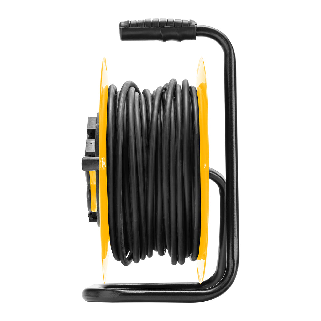 Удължител захранващ на кабелна макара 25m, 4 гнезда, IP44, H05RR-F, 3G*1.5mm, 14A// Denzel