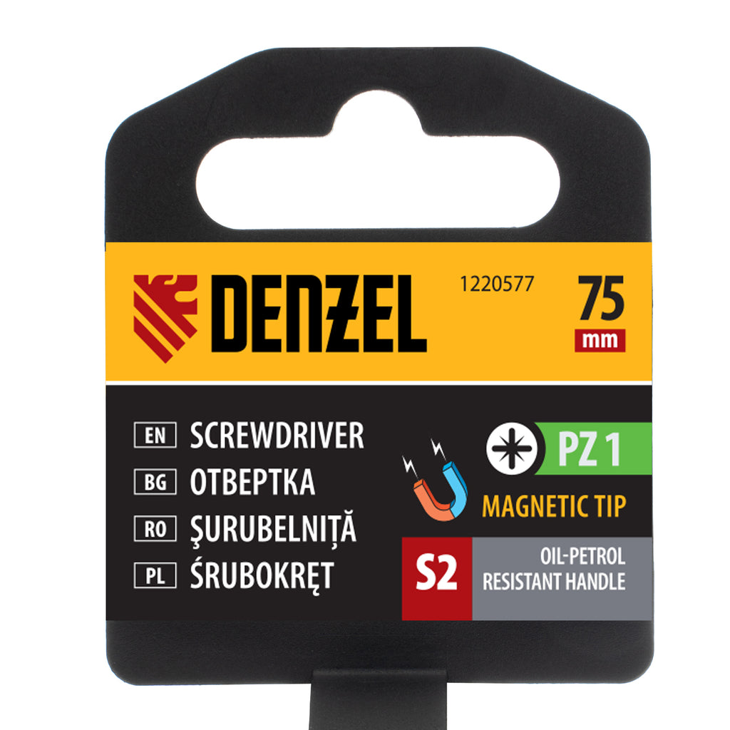Отвертка PZ1x75, S2, трикомпонентна дръжка DENZEL