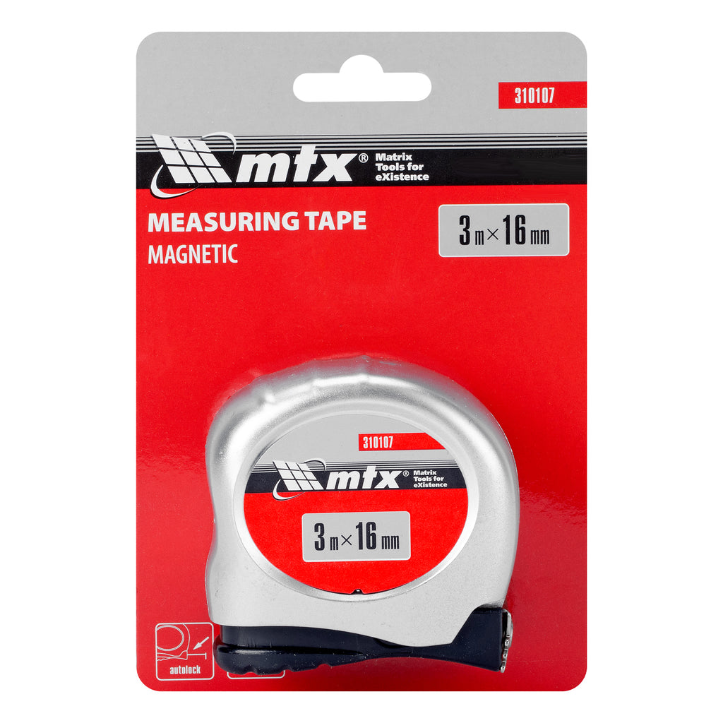 Ролетка Magnetic, 3 м х 16 мм, магнитно зацепване, СЕ MTX