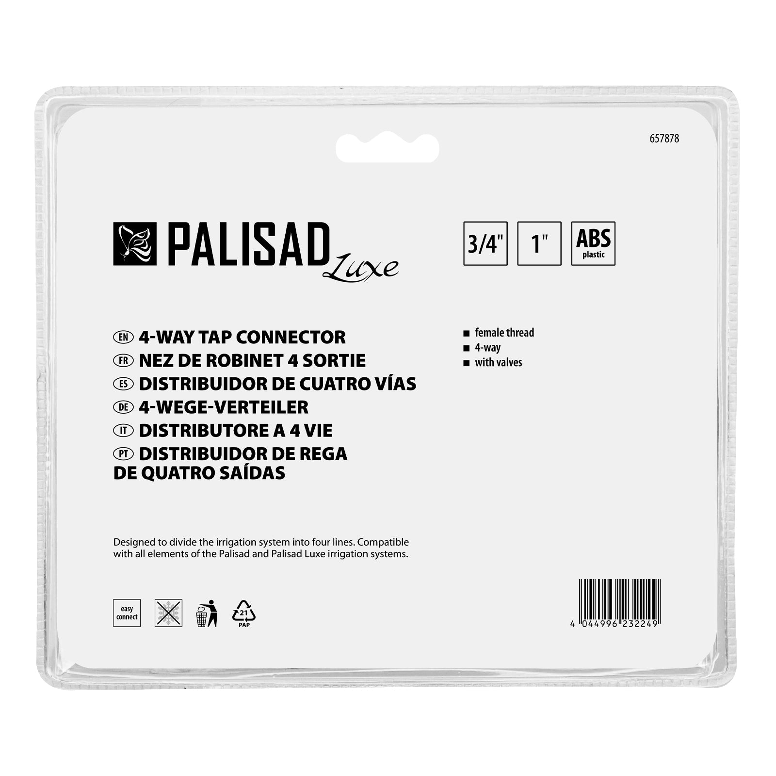 Съединител, четирикана, с вътрешна резба 1/2"-1", LUXE PALISAD