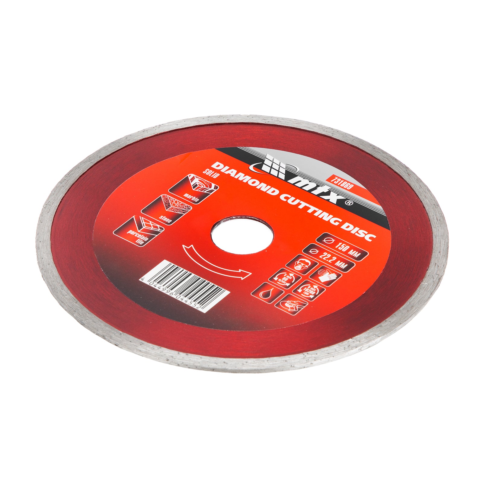 Диск диамантен за мокро рязане, непрекъснат ръб, 150 х 22,2 mm MTX