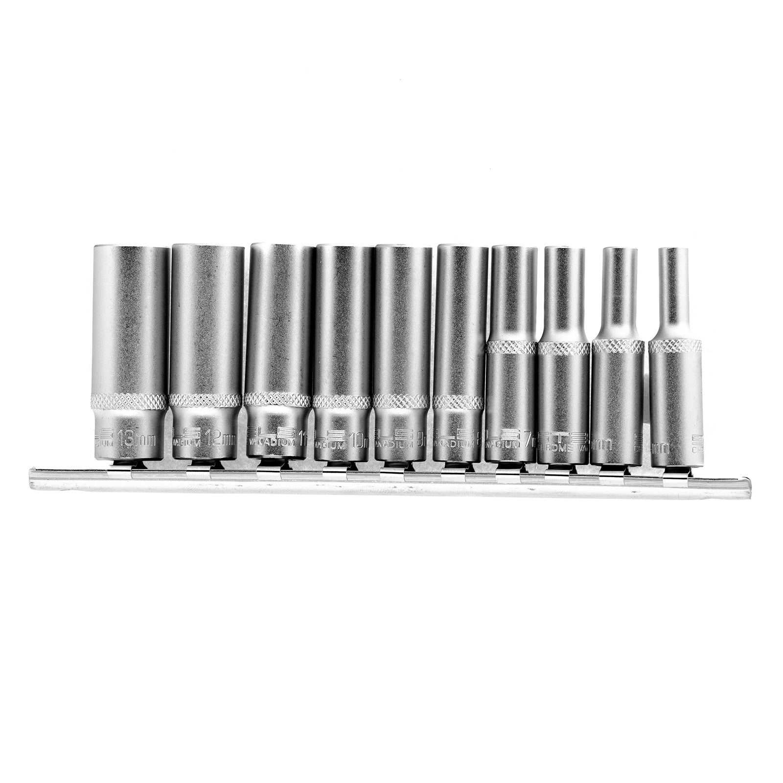 К-т удължени вложки 1/4", 6-стенни, CrV, 10бр., 4-13мм Stels