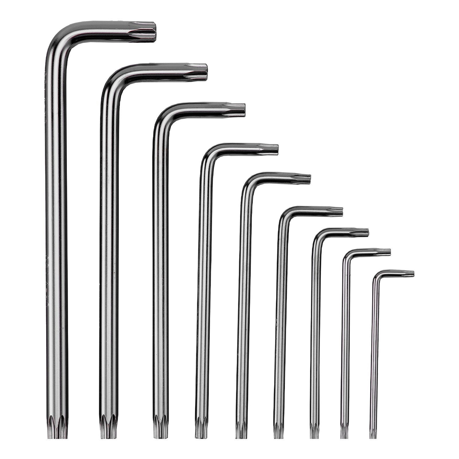 К-т ключове имбусни TORX-TORX Tamper, 9 бр.:T10-T50, CrV, удължени, матирани, в калъф MTX