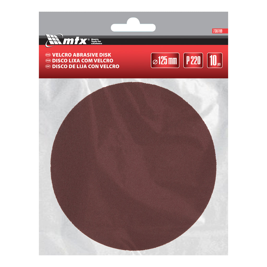 Шкурка кръгла за шлифовъчна машина, самозалепваща, P 220, 125 мм, 10 бр. MTX