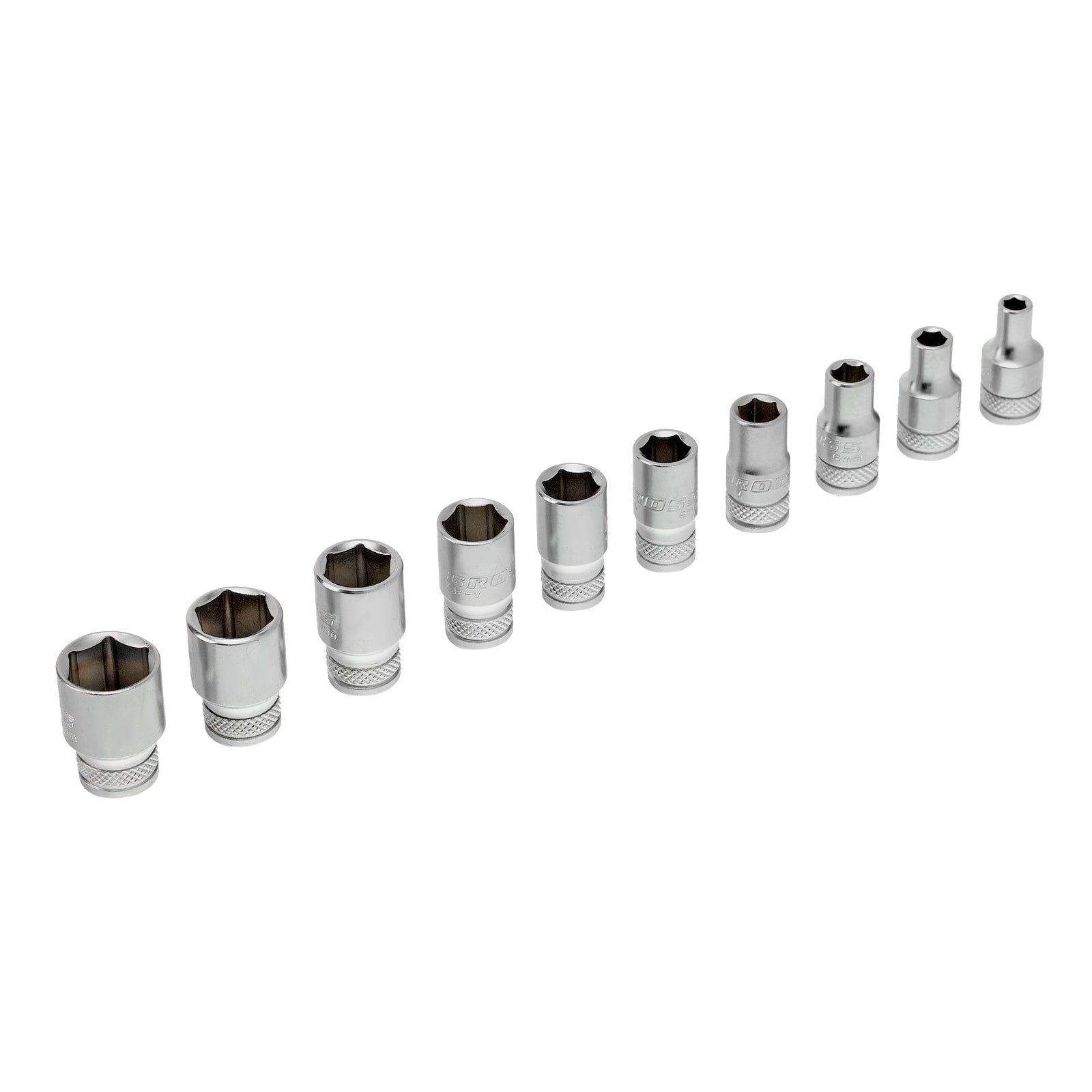Вложки комплект, 12 бр., 1/4", CrV, с тресчотка 120 зъба GROSS