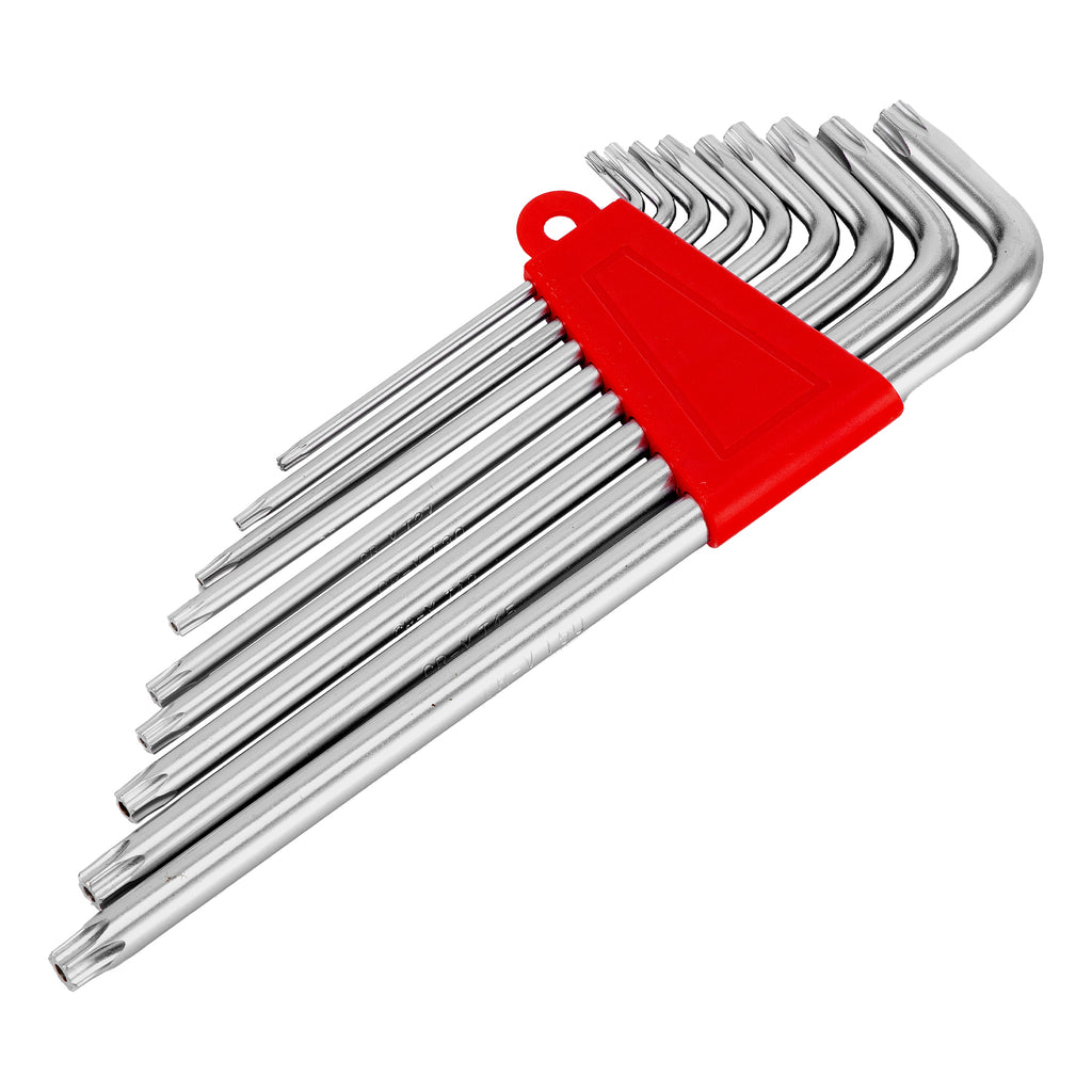 К-т ключове имбусни TORX, 9 бр.: T10-T50, CrV, удължени, матирани MTX