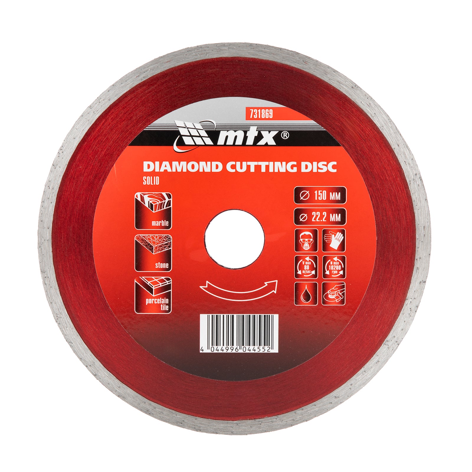 Диск диамантен за мокро рязане, непрекъснат ръб, 150 х 22,2 mm MTX