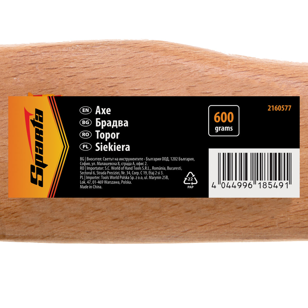 Брадва, 600 гр, кована, дървена дръжка, FSC Sparta